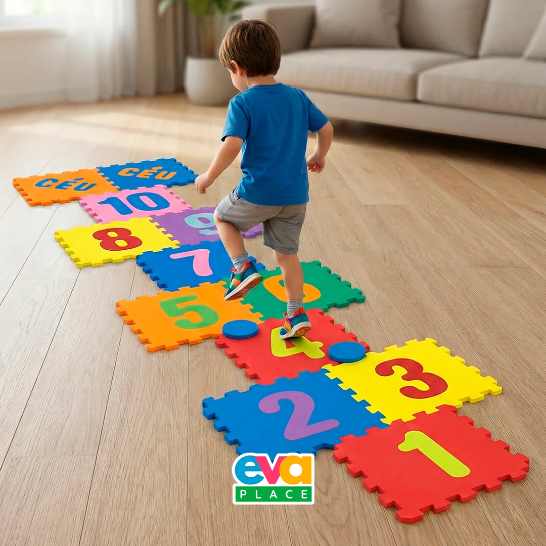 Tapete EVA Amarelinha Infantil 30x30cm – 8mm (12 Peças)