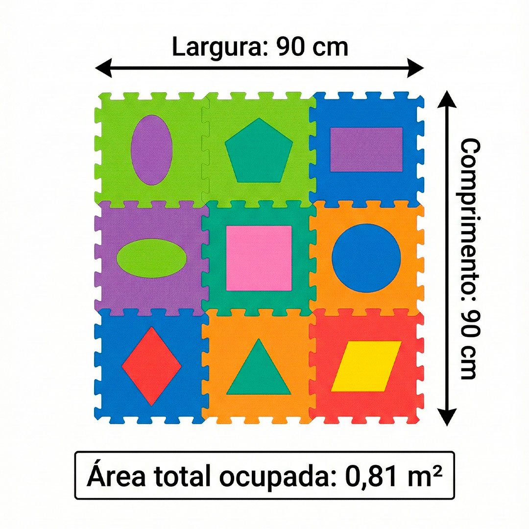Tapete EVA Geométrico Infantil 30x30cm – 8mm (9 Peças) - Imagem 2