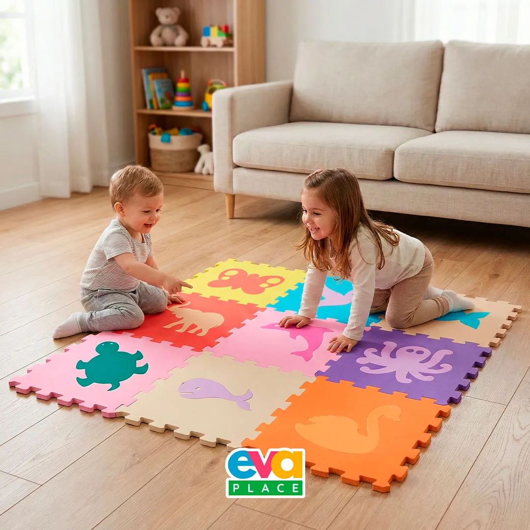 Tapete EVA Animais Infantil 30x30cm – 8mm (9 Peças)