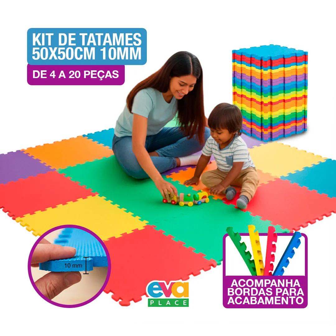 Kit de 4 a 20 Peças - Tatame EVA 50x50cm 10mm