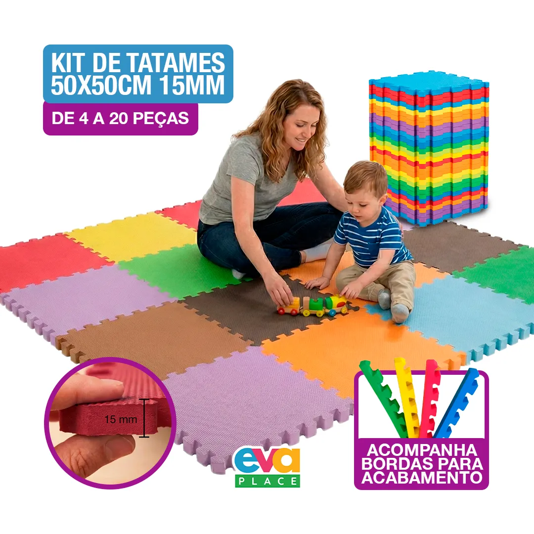 Kit de 4 a 20 Peças - Tatame EVA 50x50cm 15mm