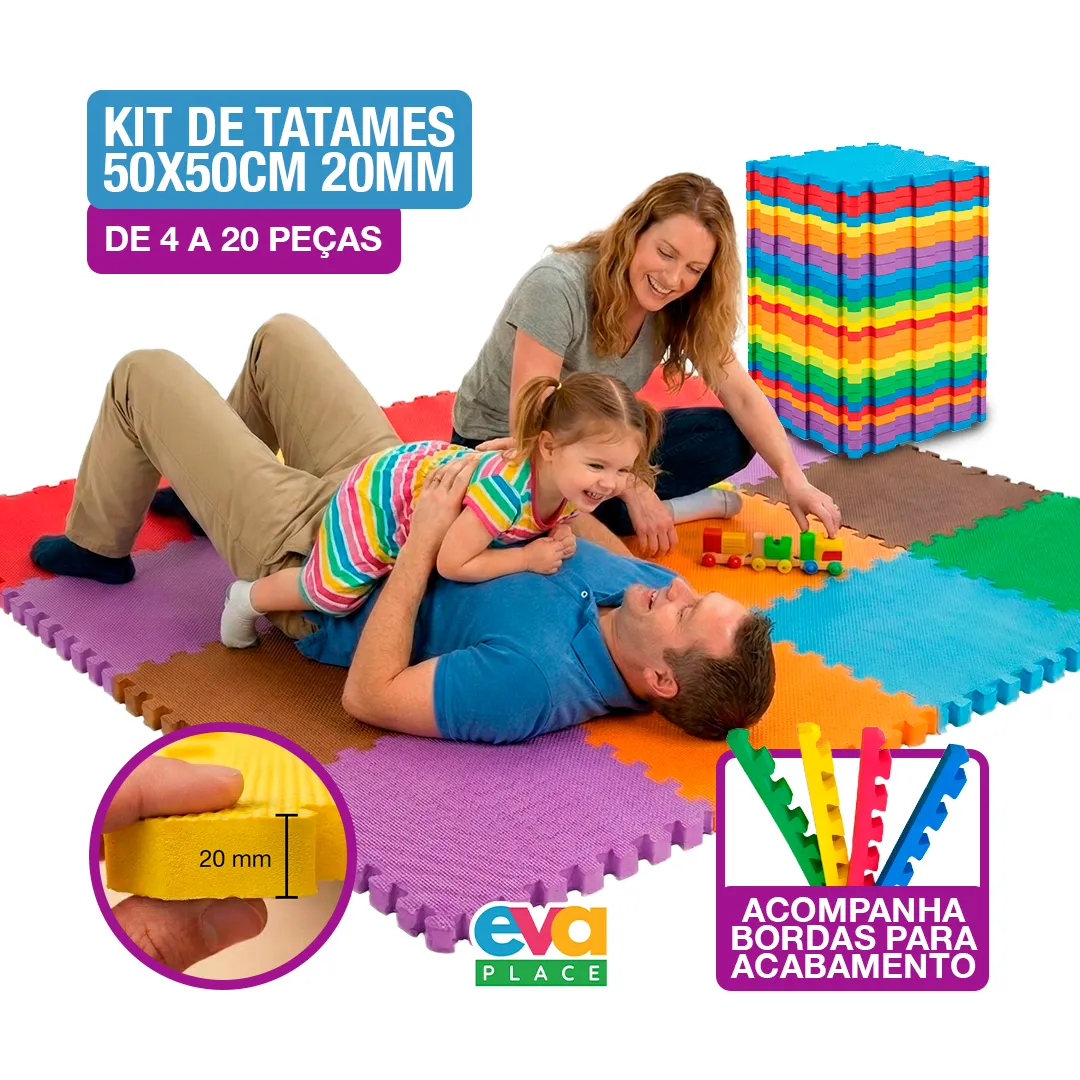 Kit de 4 a 20 Peças - Tatame EVA 50x50cm 20mm