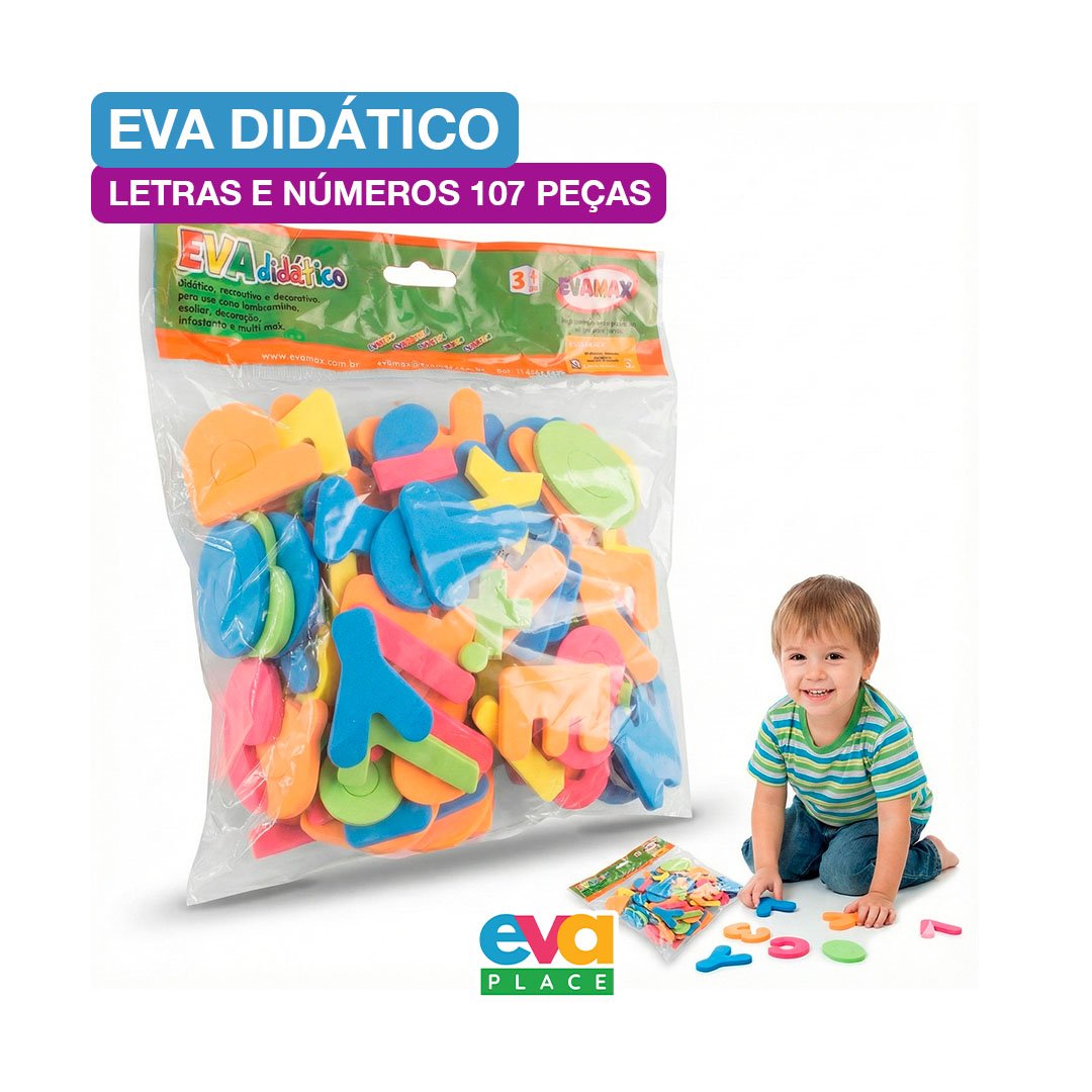 EVA Didático Alfanumérico – Letras e Números 107 Peças