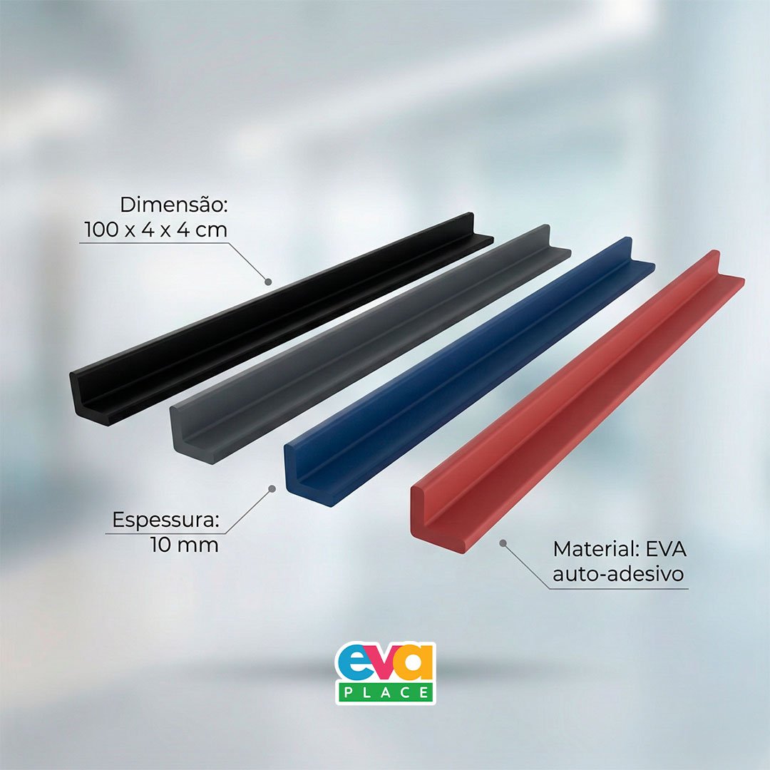 Cantoneira EVA Auto-Adesiva 100×4×4cm – Proteção de Quinas e Pilares (10mm)